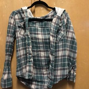 Green and grey flannel with hood